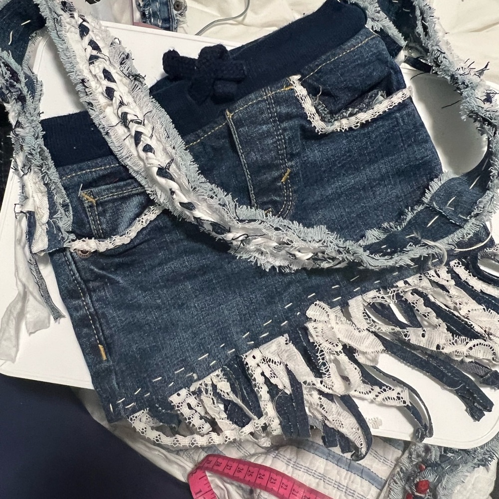Small Denim and lace purse boho hippie chic.
